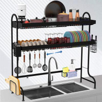 ASA Space-Saving Black Stainless Steel Over Sink Dish Drying Rack - Expandable, Multi-Functional Organizer