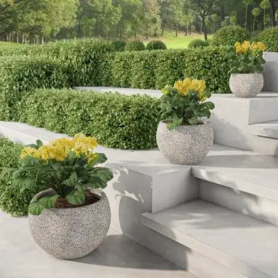 Ebern Designs Ebern Designs Large Outdoor Planters Set of 3, Grey
