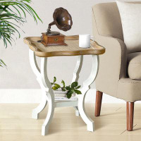 Ophelia & Co. Farmhouse Style White&Brown End Table - Versatile, Quality Material, Easy Assembly