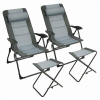 Calorful Set Of 2 Patiojoy Patio Folding Dining Chair With Ottoman Set Recliner Adjustable