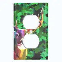 WorldAcc Metal Light Switch Plate Outlet Cover (Deer Hunt Green Camouflage  - Single Duplex)