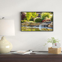 East Urban Home 'Green Lake and Plants' Framed Photographic Print on Wrapped Canvas