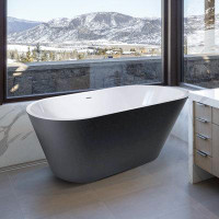Selected 67" Modern Acrylic Freestanding Soaking Bathtub With Brushed Nickel Drain