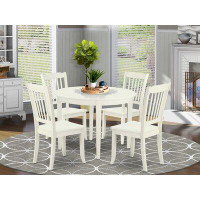 August Grove Lacoste 5 - Piece Solid Wood Rubberwood Dining Set