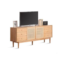 STAR BANNER Simple all solid wood rattan TV cabinet living room household multi-functional storage TV cabinet