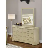 Lark Manor Axel Wooden 6 Drawer Double Dresser with Mirror
