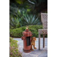 Williston Forge Outdoor Water Fountain With Dog And Bird Accents - Red Fire Hydrant Design, 16.2X11x26.8 Inches With Lig