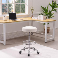 Inbox Zero Mamoon Adjustable Height Active Office Stool With Foot Ring Wheels Drafting Office Stool