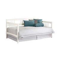 Winston Porter Twin Size Traditional Pine Wood Day Bed Frame In White Finish