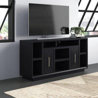 Wade Logan Blythedale 67" TV Stand Console for TVs up to 80", No Assembly Required, Black Finish