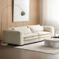 MABOLUS 98.43" Creamy White Velet Modular Sofa cushion couch