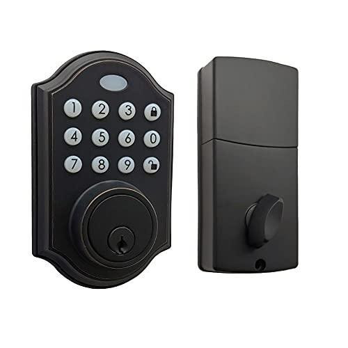 Smart door lock deadbolt with 50 Codes and 1-Touch Auto-Locking and Alarm -- Black color in General Electronics in Toronto (GTA) - Image 2