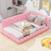 George Oliver Upholstered Full Size Platform Bed With USB Ports And LED Belt, Pink(Expected To Arrive At 11.15)