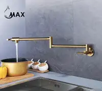 Pot Filler Faucet Double Handle Commercial Wall Mounted 26 With Accessories Shiny Gold Finish