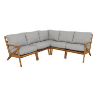 Fairfield Chair 85" Wide Outdoor Teak Patio Sectional with Cushions