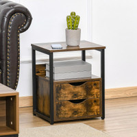 Side  Table 15.7" x 13.8" x 19.3" Rustic Brown