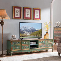 Canora Grey Green Retro Do Old Craft Painted Solid Wood TV Stand.