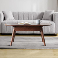 SUOKENI Natural Design Wooden Coffee Table with A Drawer for Living Room