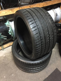 20 inch SET OF 2 (PAIR) USED SUMMER TIRES 295/30R20 101Y MICHELIN PILOT SPORT 4S TREAD LIFE 90 % LEFT