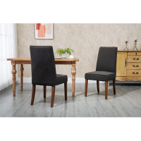 Ebern Designs Linen Upholstered Parsons Chair With Solid Wood Legs 2 PCS