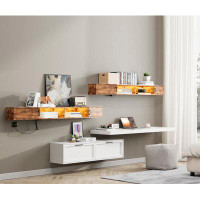 Ivy Bronx 2 Piece Floating TV Stand With 2 Storage Cabinet And 1 Open Storage Shelves, Wall Mounted TV Stand With Charge