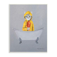 Stupell Industries Baignoire à pattes jaunes avec un chat et des pattes par Coco de Paris - Peinture