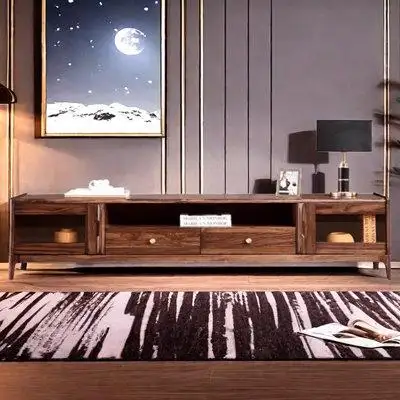 jessica Nordic Zebra Wood Solid Wood TV Cabinet 86.6'' W Storage Credenza