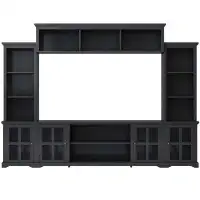 Hokku Designs TV Stand For Tvs Up To 70" , Entertainment Centers Wall Unit With Bridge And Tempered Glass Door-78.7" H x