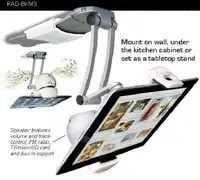 CTA 2-in-1 Kitchen Mount Stand with Bluetooth Speaker for Tablet