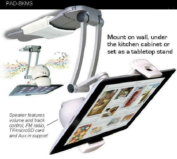CTA 2-in-1 Kitchen Mount Stand with Bluetooth Speaker for Tablet in General Electronics in West Island