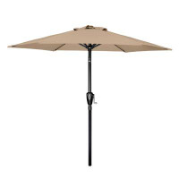 HBI home Patio Outdoor Table Market Umbrella with Push Button Tilt/Crank, 6 Sturdy Ribs