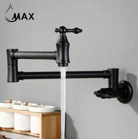 Pot Filler Faucet Double Handle Traditional Wall Mounted 27 With Accessories Matte Black Finish