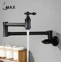 Pot Filler Faucet Double Handle Traditional Wall Mounted 27 With Accessories Matte Black Finish