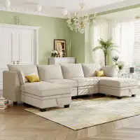 Latitude Run® Large U-Shape Modular Sectional Sofa, Convertible Sofa Bed with Reversible Chaise