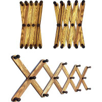 Millwood Pines Expandable Wooden Coat Rack Hanger – Accordion Wall Mounted Paulownia Wood Hooks – Hand Made Vintage Expe
