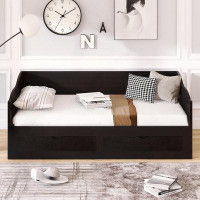Builddecor Wooden Daybed With Trundle Bed And 2 Storage Drawers