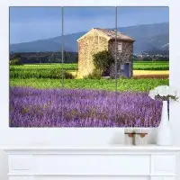 Design Art 'House in the Lavender Field' 3 Piece Photographic Print on Wrapped Canvas Set
