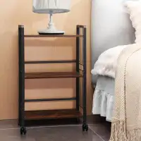17 Stories 26.8" H X 17.3" W Metal Bookshelf For Small Spaces Industrial With Wheels(3 Tier)