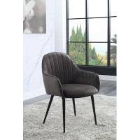 Corrigan Studio Caspian Side Chair, Dark Grey Fabric & Black Finish