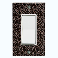 WorldAcc Metal Light Switch Plate Outlet Cover (Coffee Beans Black White - Single Rocker)