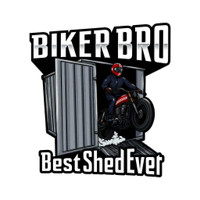 BIKER BRO - Motorcycle and Tool Steel Container – 7’ X 11' foot steel shed, deluxe bike ramp and disc lock. $3275.00!