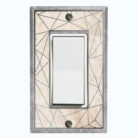 WorldAcc Metal Light Switch Plate Outlet Cover (Geometric Abstract Shapes Gray - Single Rocker)