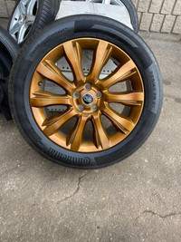 FOUR NEW 21 INCH COPPER OEM RANGEROVER WHEELS + 325 / 40 R21 CONTINENTAL SPORT TIRES -- 5X120 !!!