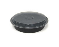Black 16 oz. 6 x 1.5'' Round Microwaveable Take Out Container with Lid 50/CS
