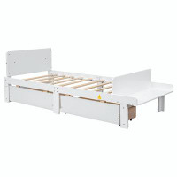 Latitude Run® Twin Bed with Footboard Bench,2 drawers