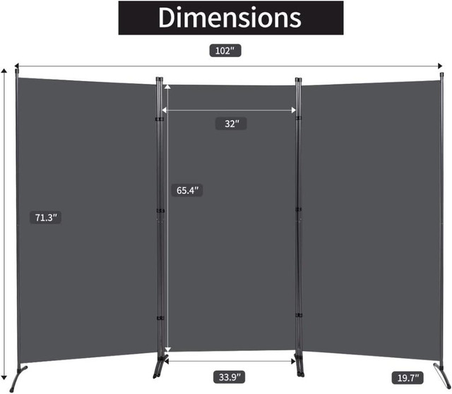 NEW 3 PANEL INDOOR PORTABLE ROOM &amp; OFFICE DIVIDER S112717 in Other in Alberta - Image 4