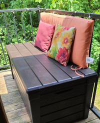 Outdoor Storage Bench Patio Furniture Resin Garden Tool Deck Box