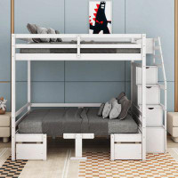 Harriet Bee Jaishan Full over Full Size Bunk, the Down Bed can be Convertible to Seats and Table Set