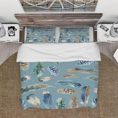 East Urban Home Feathers Blue Farmhouse / Country Duvet Cover Set in Bedding