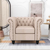 Alcott Hill Cezka Upholstered Armchair, Accent Chair with Tufted Backrest for Living Room